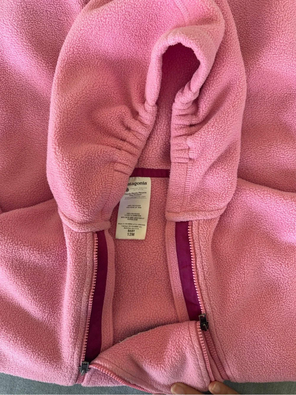 Patagonia Pink Hooded Kids Fleece One-Piece Romper